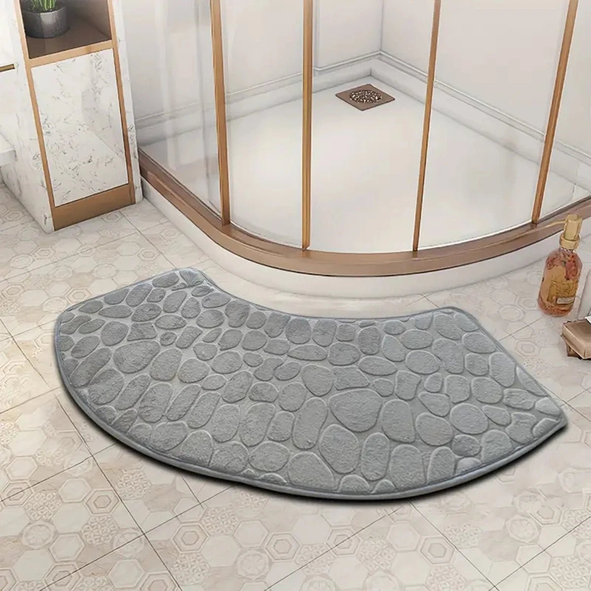 Curved Bathroom Mat - Thick Absorbent Non-Slip Bath Mat for Bathroom Safety