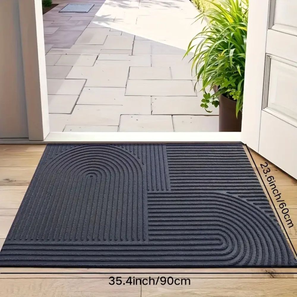 Curved Thread Line Door Mat - Microfiber Absorbent, Stylish & Washable 6