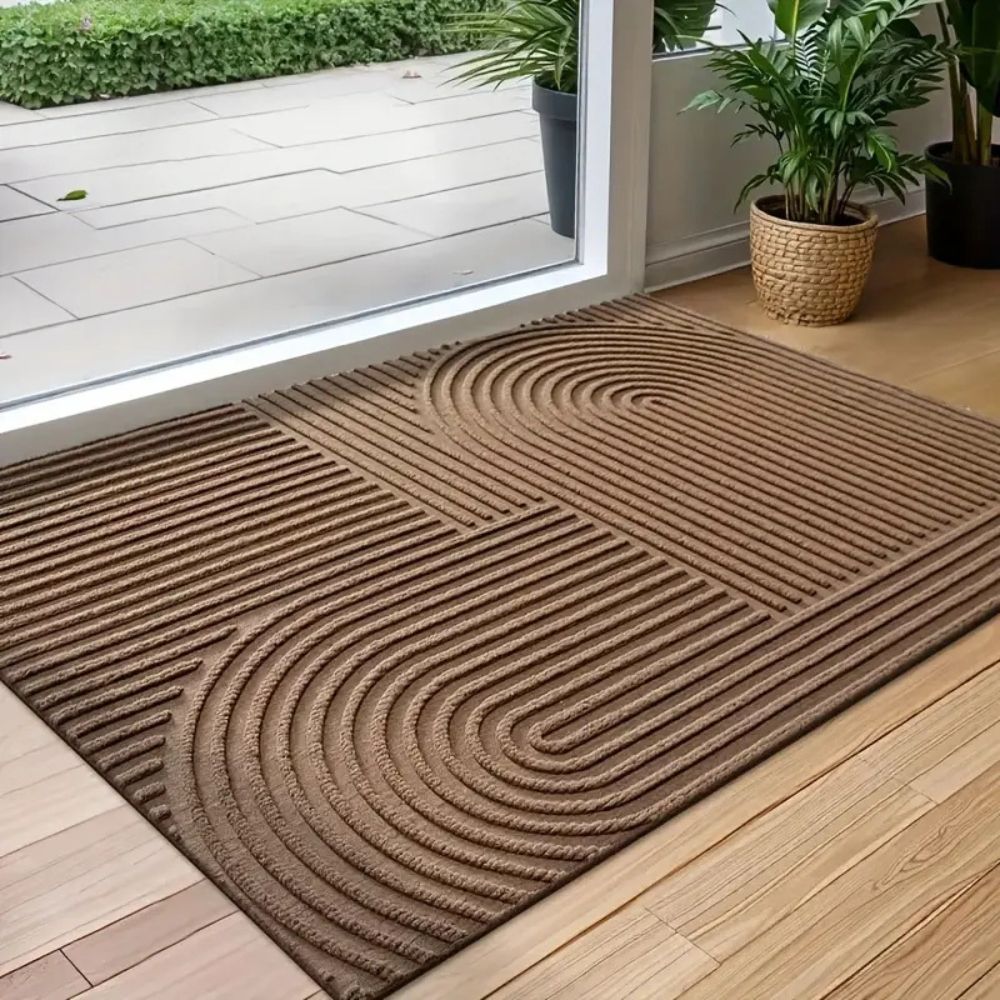 Curved Thread Line Door Mat - Microfiber Absorbent, Stylish & Washable 3