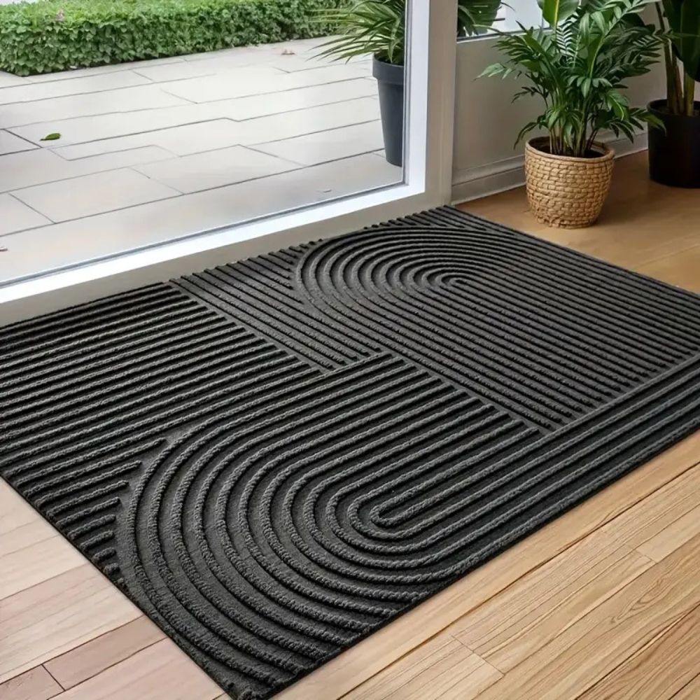 Curved Thread Line Door Mat - Microfiber Absorbent, Stylish & Washable 2