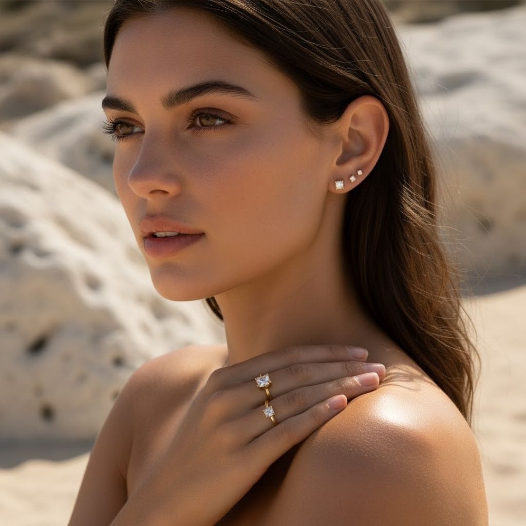 Fijn setje diamanten oorbellen - lichte studs voor dagelijkse elegantie