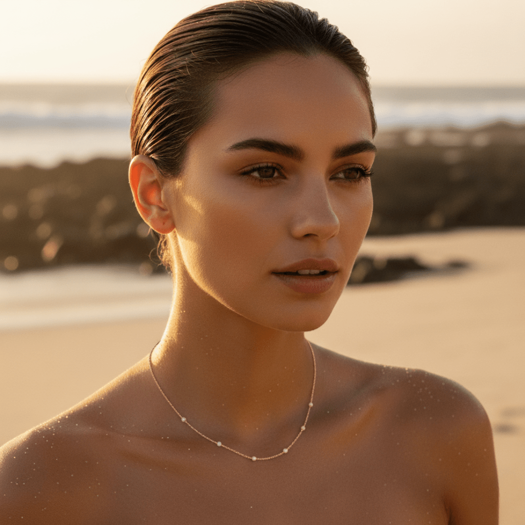 Dainty Opal Gold Necklace - Sterling Silver