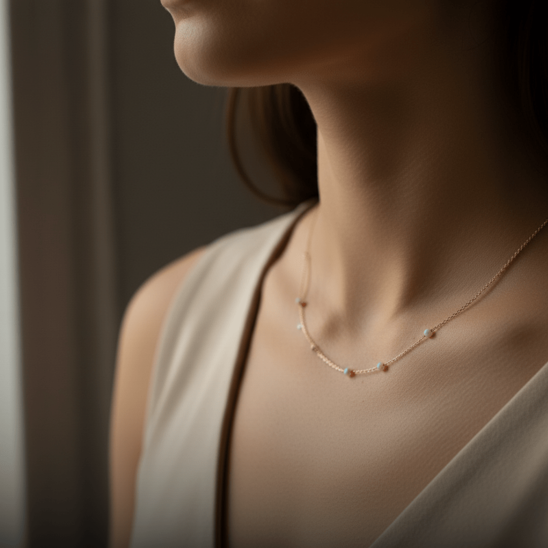 Collier en opale de piscine de marée avec placage argent et or