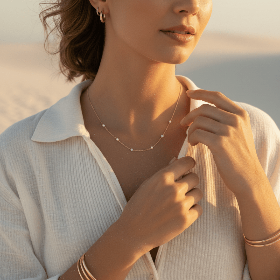 Dainty Opal Gold Necklace - Sterling Silver