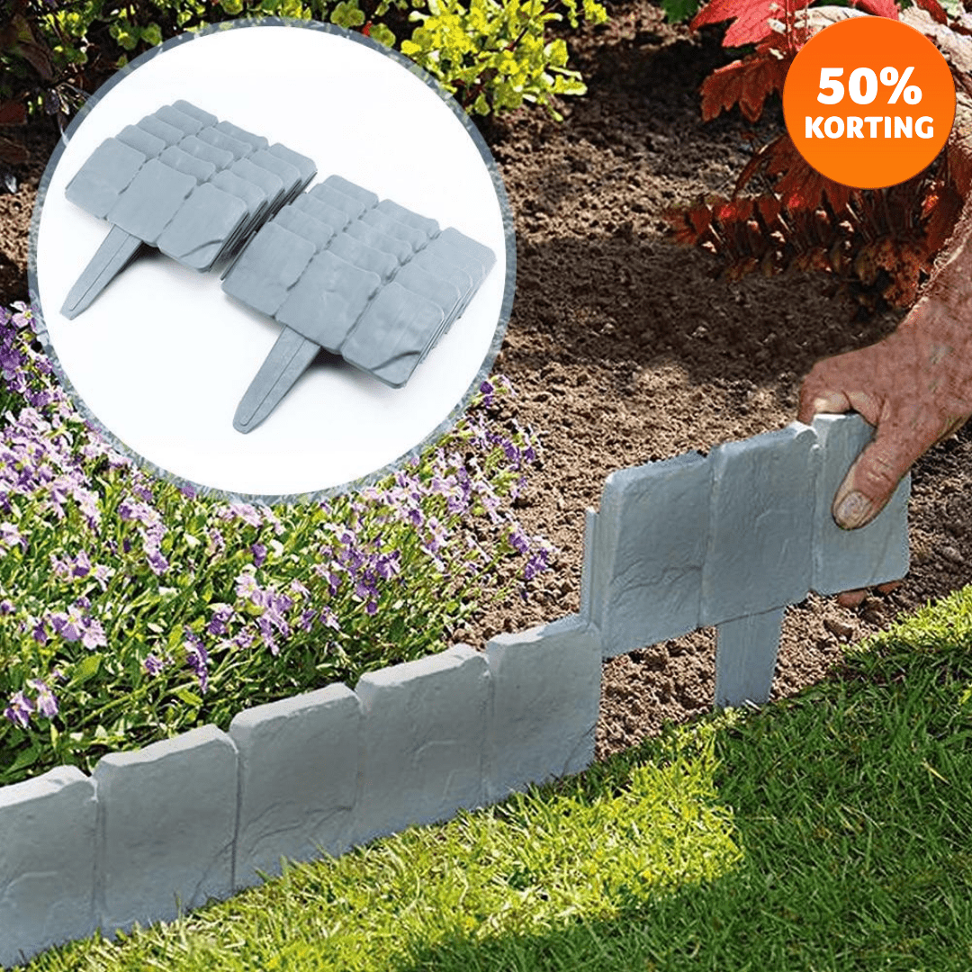 Decorative Garden Stones - 10-Piece Cobblestone Effect Lawn Border for Flower Beds and Plants-2