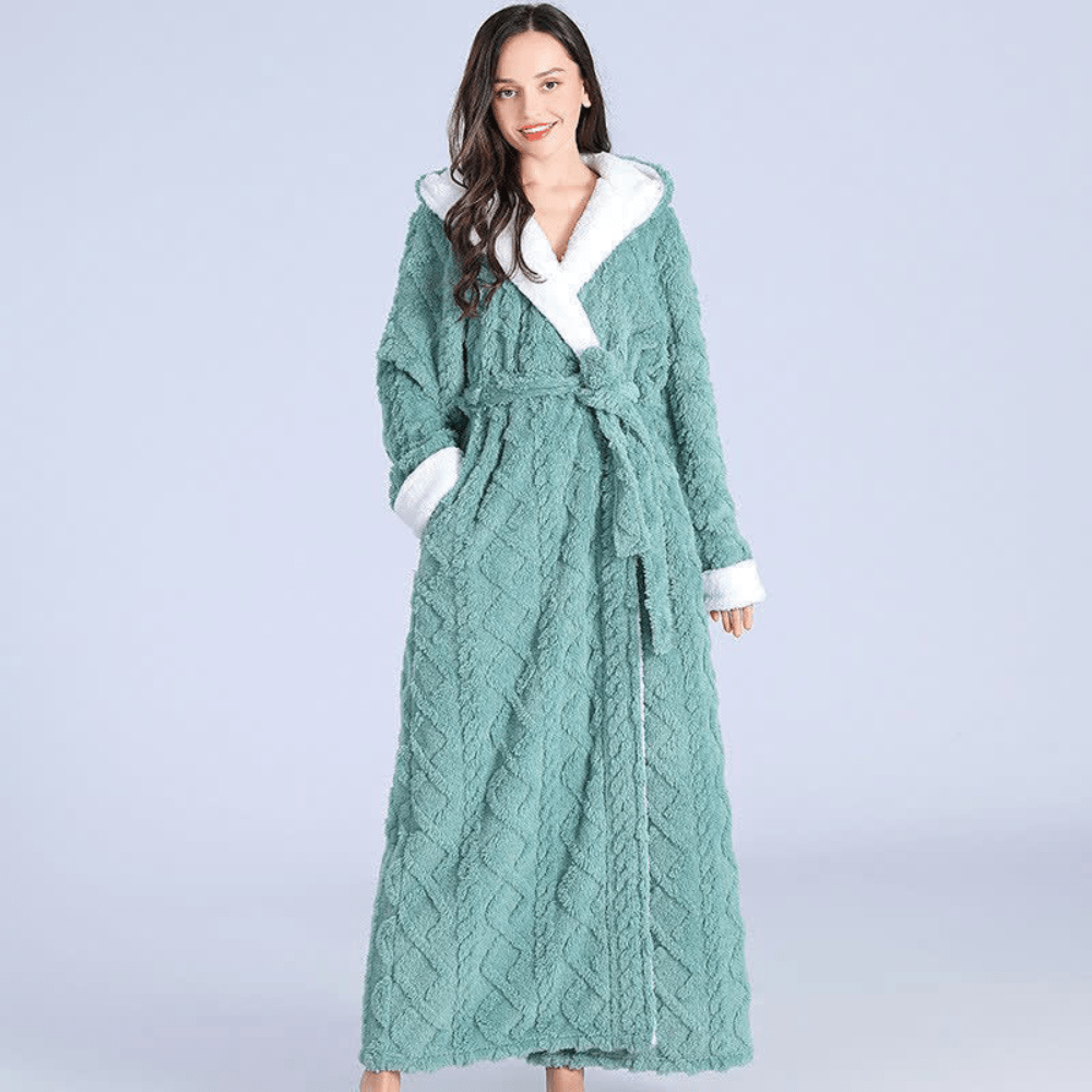 Cozy Haven - Plush Long Hooded Robe with Pockets, Soft & Water-Absorbing 3