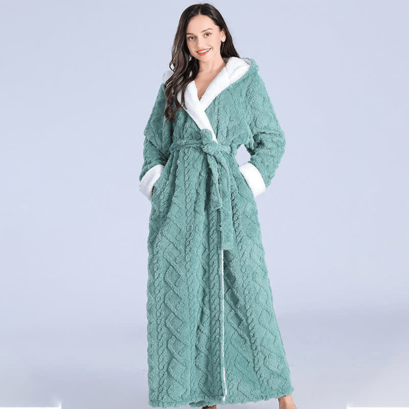 Cozy Haven - Plush Long Hooded Robe with Pockets, Soft & Water-Absorbing 2