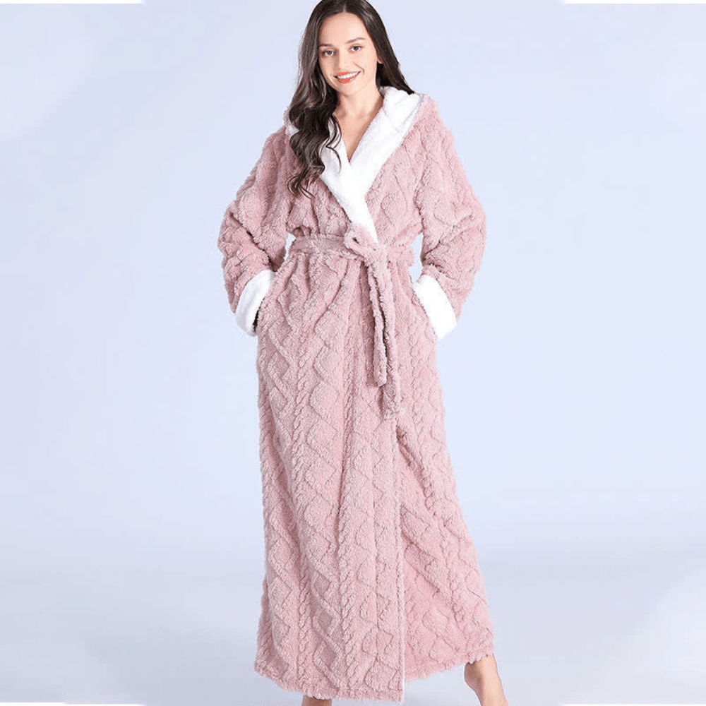 Cozy Haven - Plush Long Hooded Robe with Pockets, Soft & Water-Absorbing 4