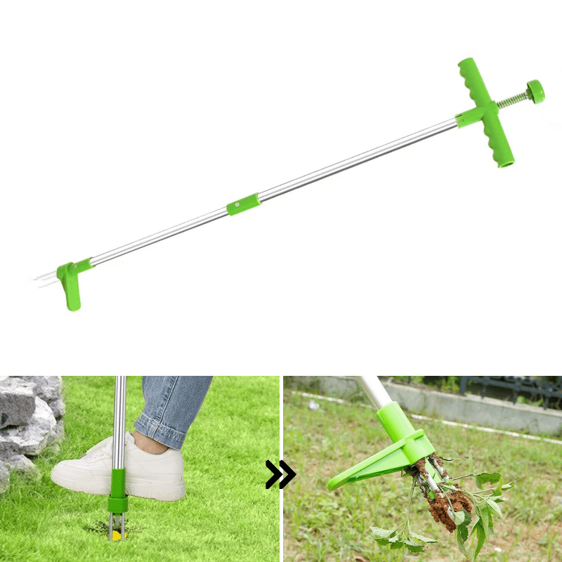 Efficient Standing Weed Puller – Foot-Operated Lawn Care Tool for Easy Weed Removal, Eco-Friendly Design, Silver and Green-2