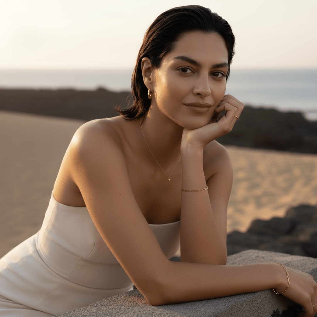 Elegante bamboe oorringen met gouden detail