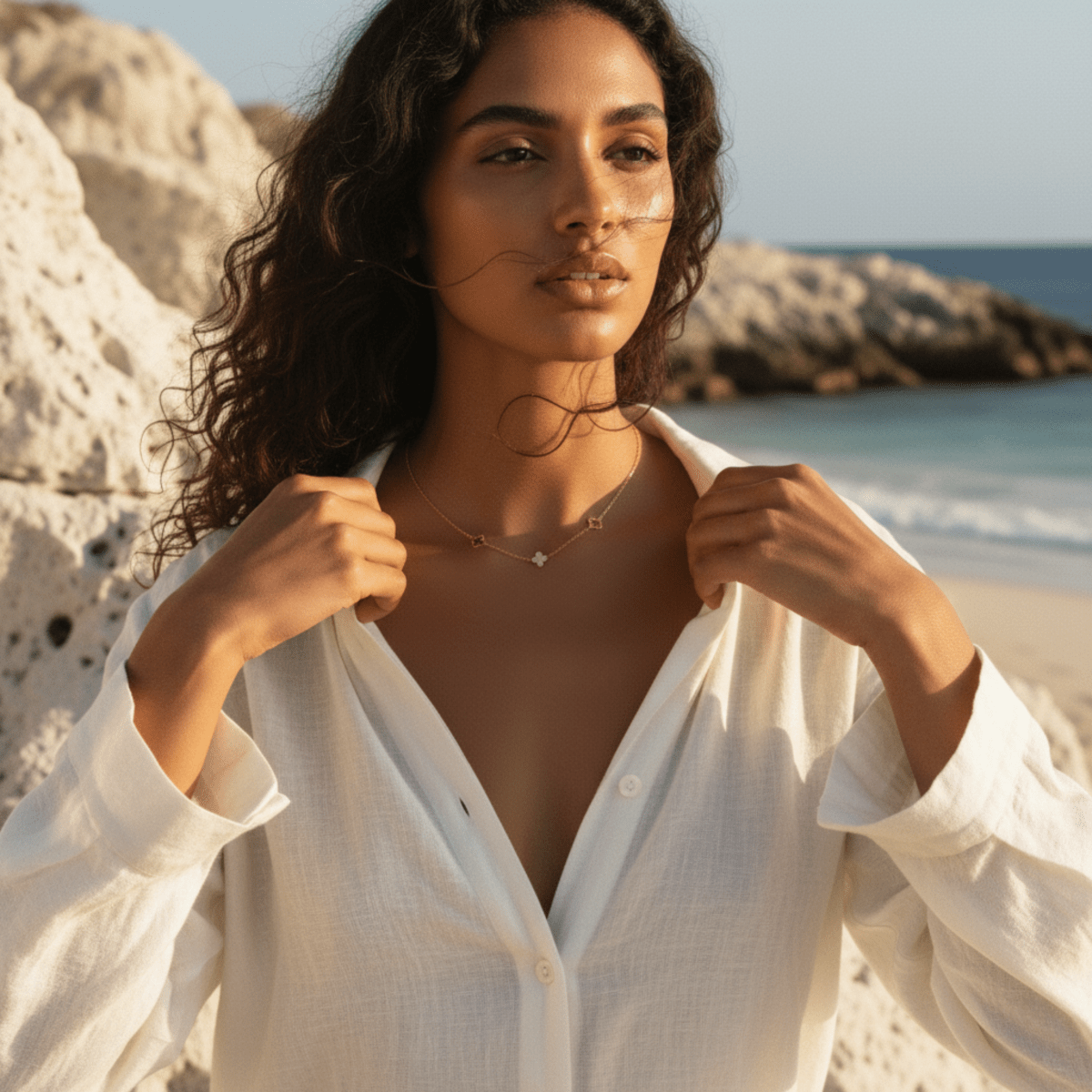 Elegant Clover Necklace - Adjustable Gold Stainless Steel Jewelry for Luck