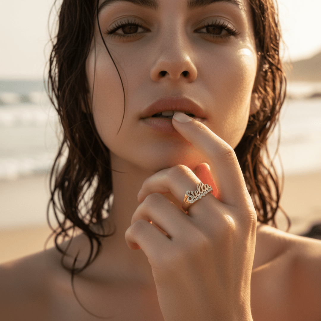 Elegante aangepaste dubbele hart naamring - gepersonaliseerd sieradengeschenk voor speciale gelegenheden