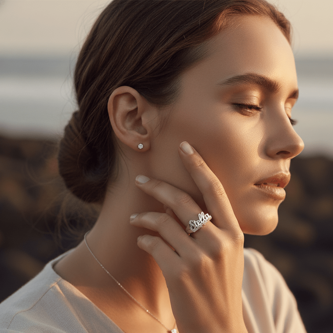 Elegante aangepaste dubbele hart naamring - gepersonaliseerd sieradengeschenk voor speciale gelegenheden