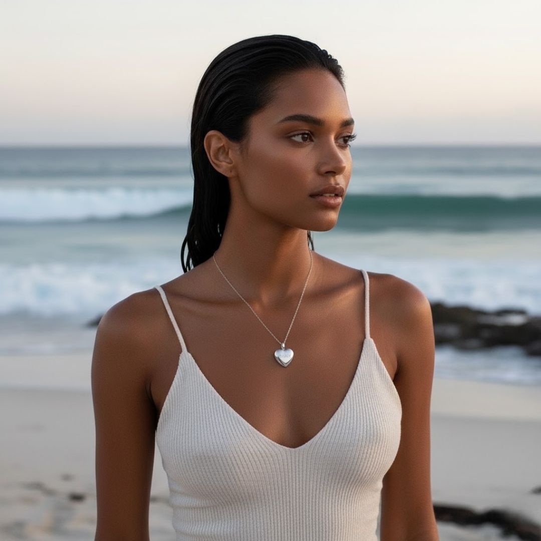 Elegante gegraveerde puff hart medaillon ketting - aanpasbare herinnering in goud