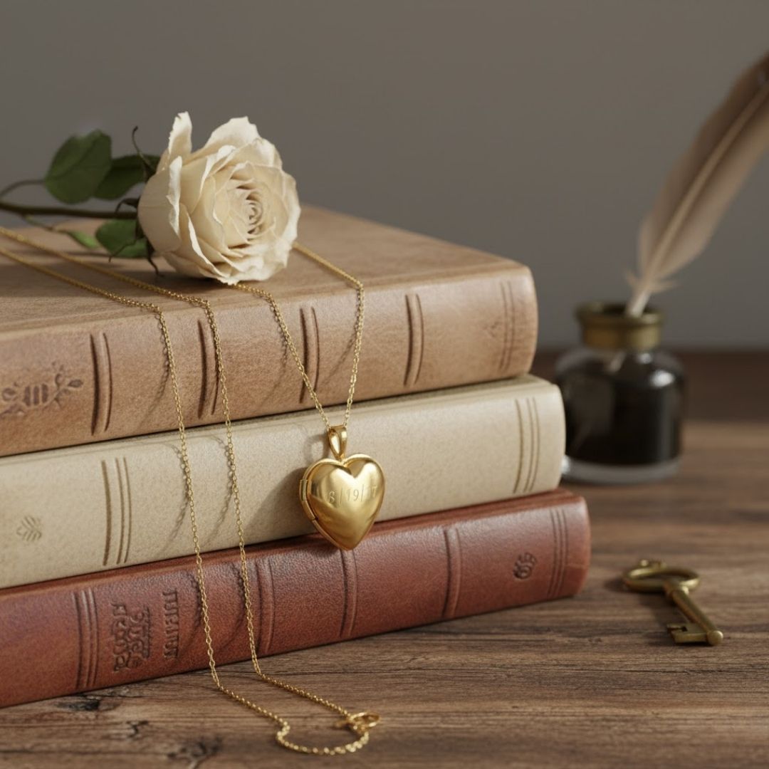 Elegante gegraveerde puff hart medaillon ketting - aanpasbare herinnering in goud