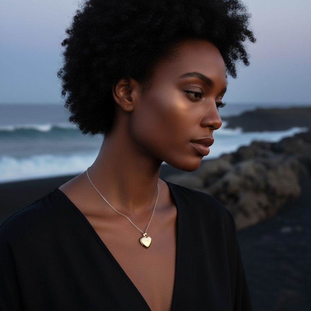 Elegante gegraveerde puff hart medaillon ketting - aanpasbare herinnering in goud