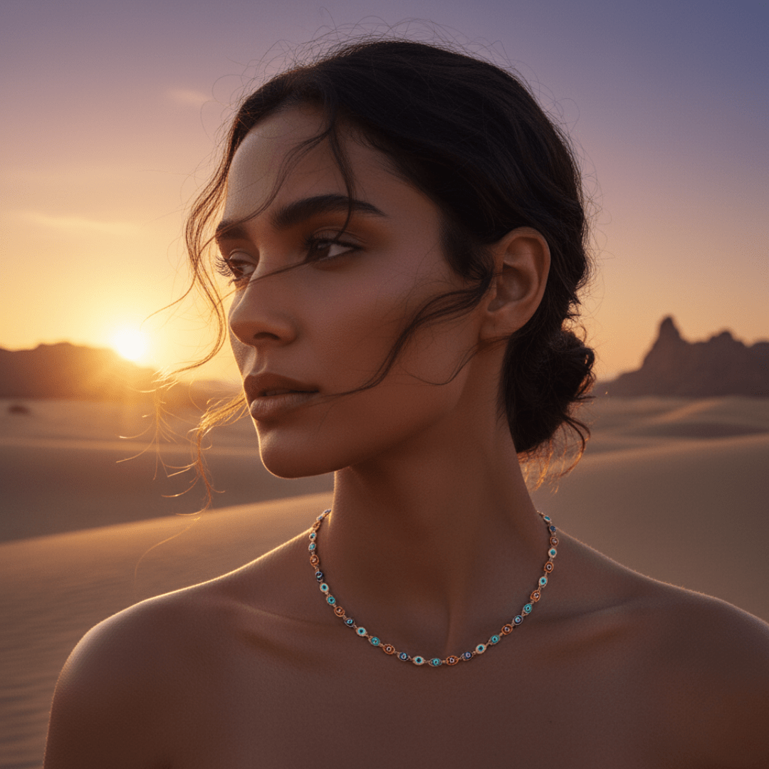 Elegant Evil Eye Gold Necklace - Gold Filled