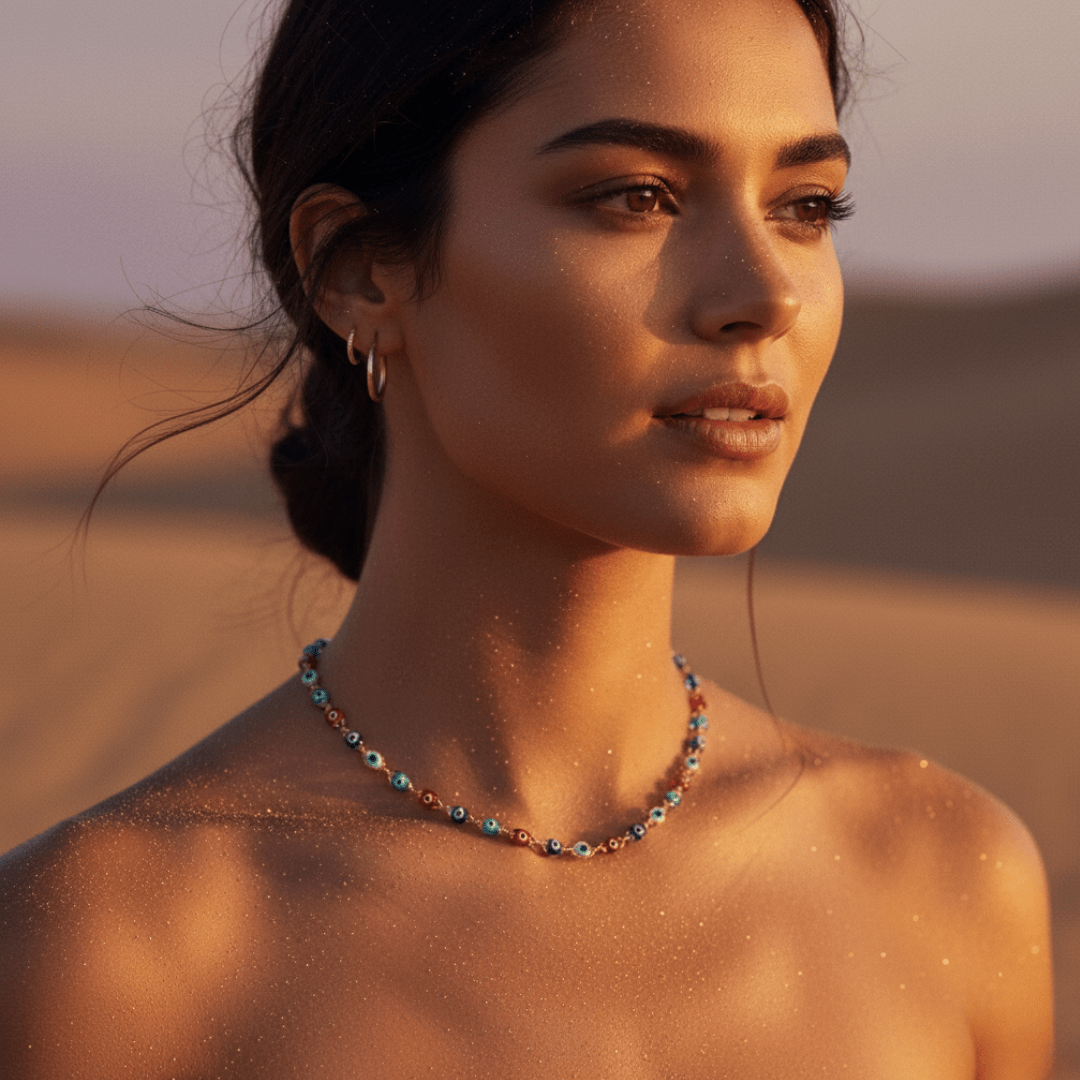 Elegant Evil Eye Gold Necklace - Gold Filled