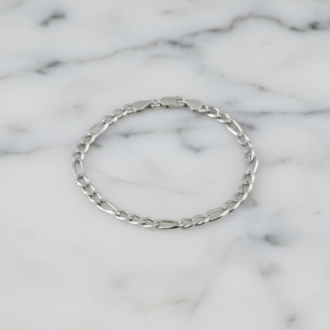 Elegant Figaro Link Bracelet - Gold Plated or Silver