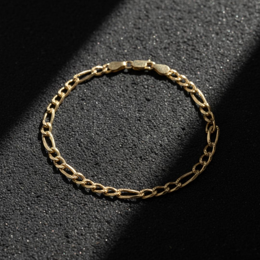Elegant Figaro Link Bracelet - Gold Plated or Silver