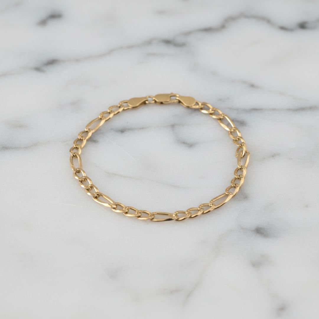 Elegant Figaro Link Bracelet - Gold Plated or Silver
