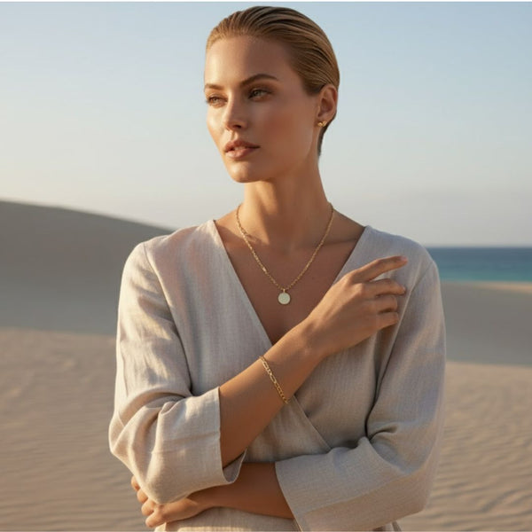 Elegant Figaro Link Bracelet - Gold Plated or Silver