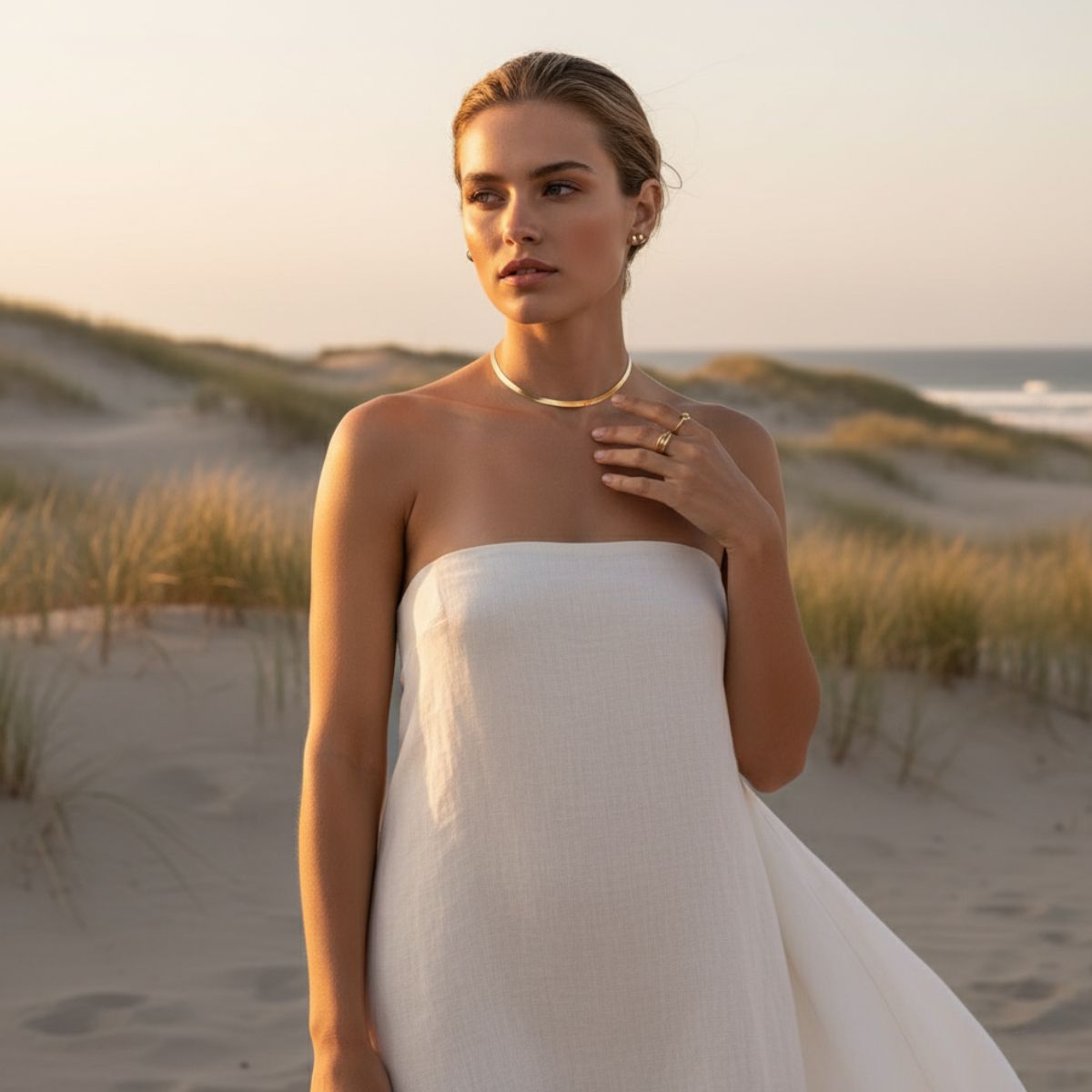 Elegante platte gouden ketting - verstelbare 18KT goud vermeil choker