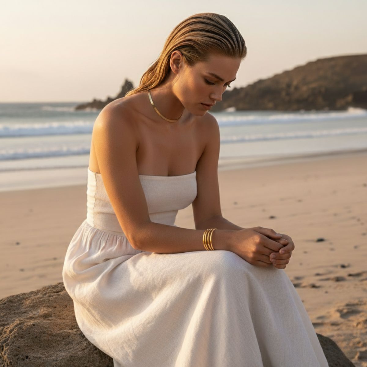 Elegante platte gouden ketting - verstelbare 18KT goud vermeil choker