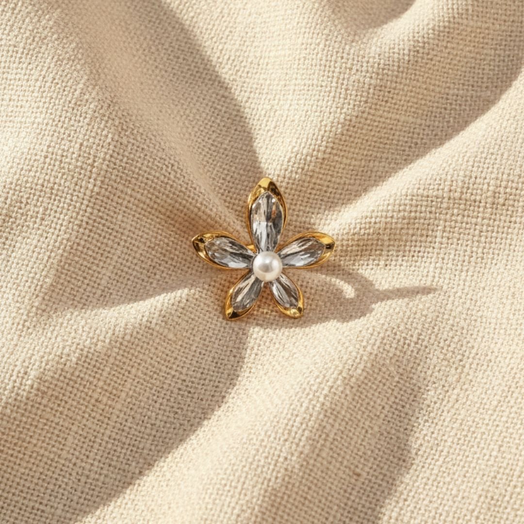 Elegante bloem parel ring - hypoallergene sieraden van roestvrij staal voor een gevoelige huid