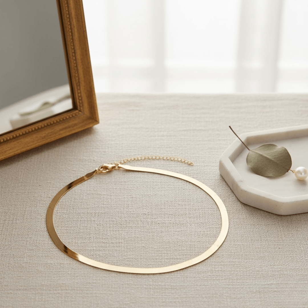 Elegante gouden ketting - verstelbare platte ketting choker voor dames