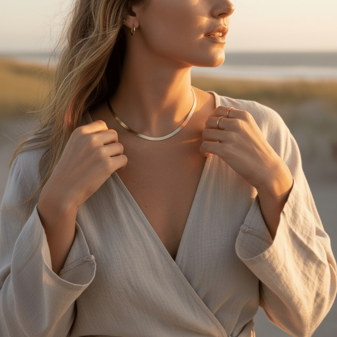 Elegante gouden ketting - verstelbare platte ketting choker voor dames