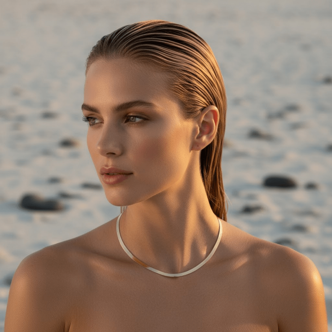 Elegante gouden ketting - verstelbare platte ketting choker voor dames