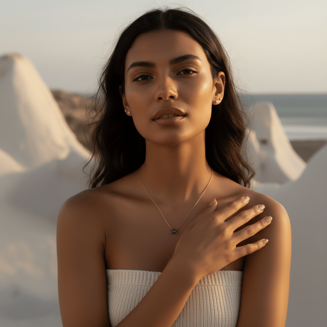 Elegantný zelený náhrdelník solitaire - striebro sterling s pozláteným farebným kubickým zirkónom