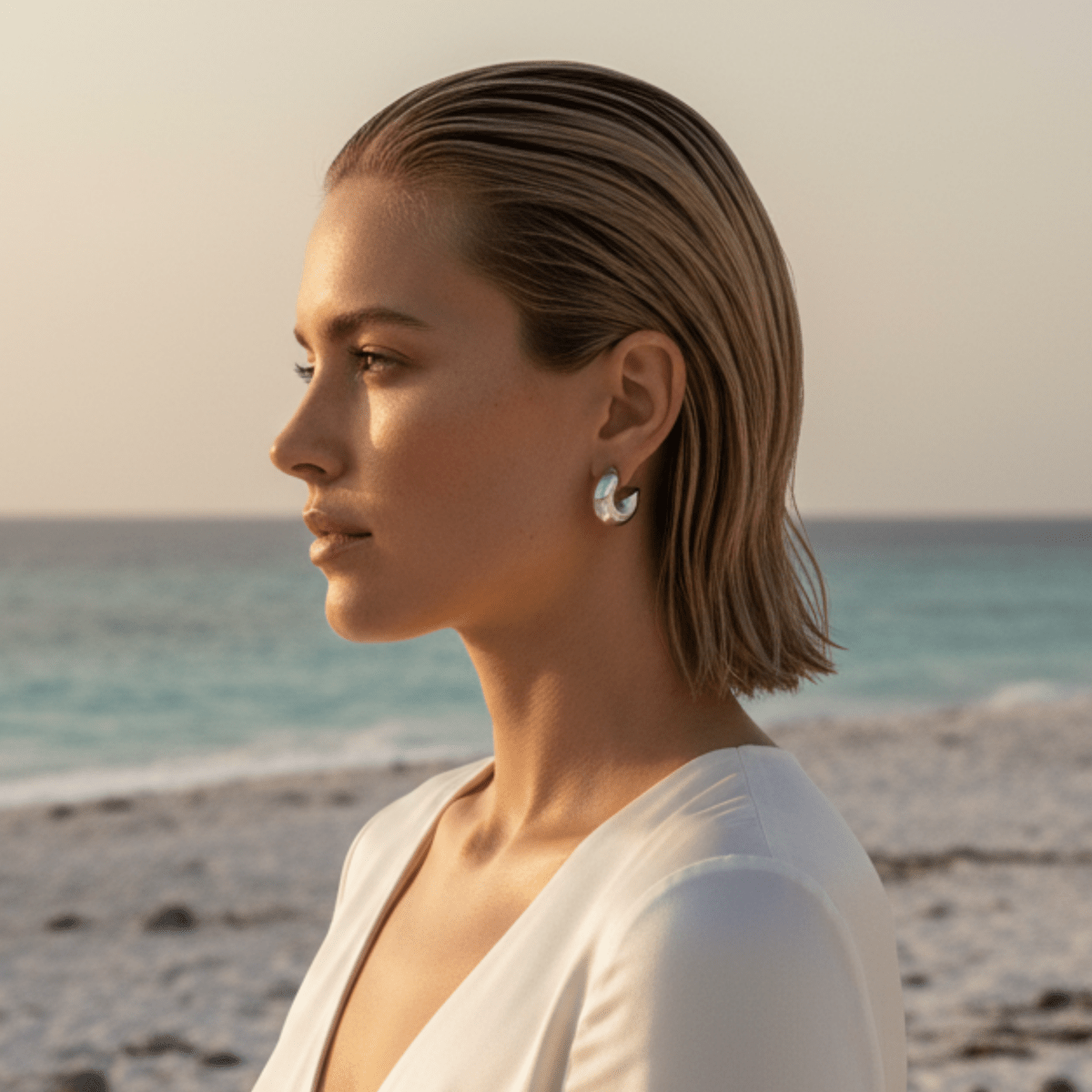 Elegant Medium Silver Hoop Earrings - Stylish, Versatile Accessory