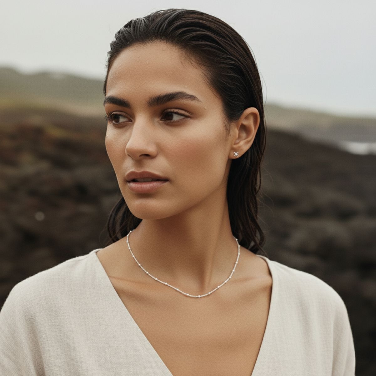 Beaded Silver and Gold Plating Chain Necklace