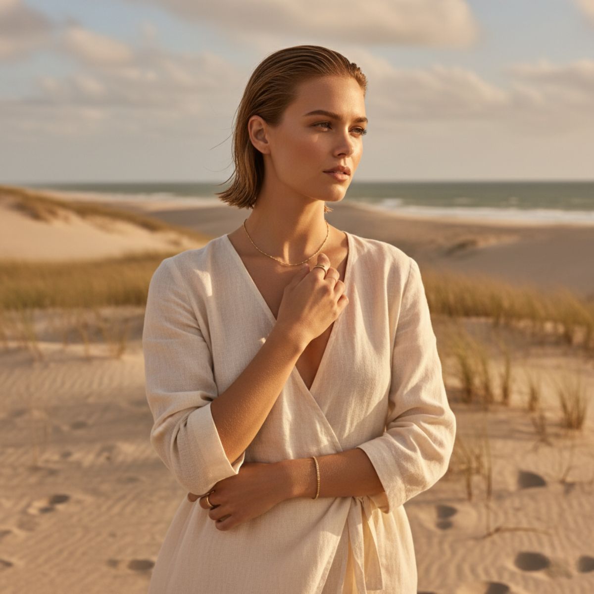 Beaded Silver and Gold Plating Chain Necklace