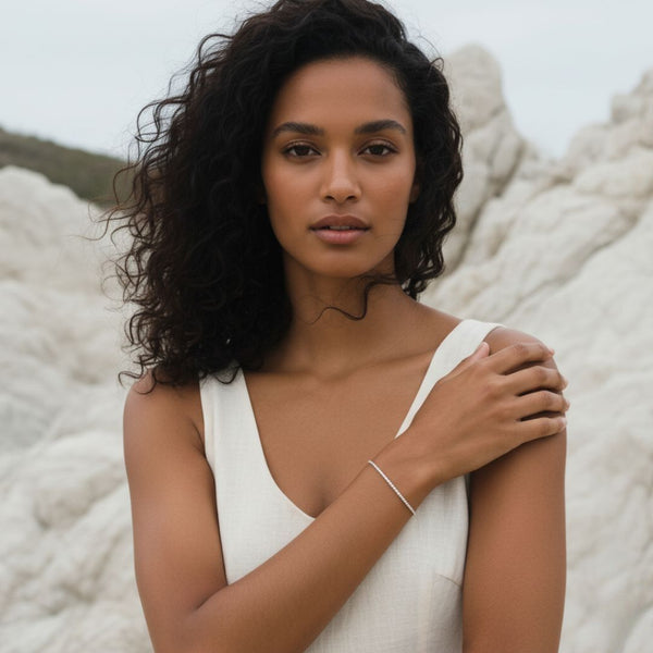 Pulsera de tenis elegante - Plata de ley con circonita cúbica brillante