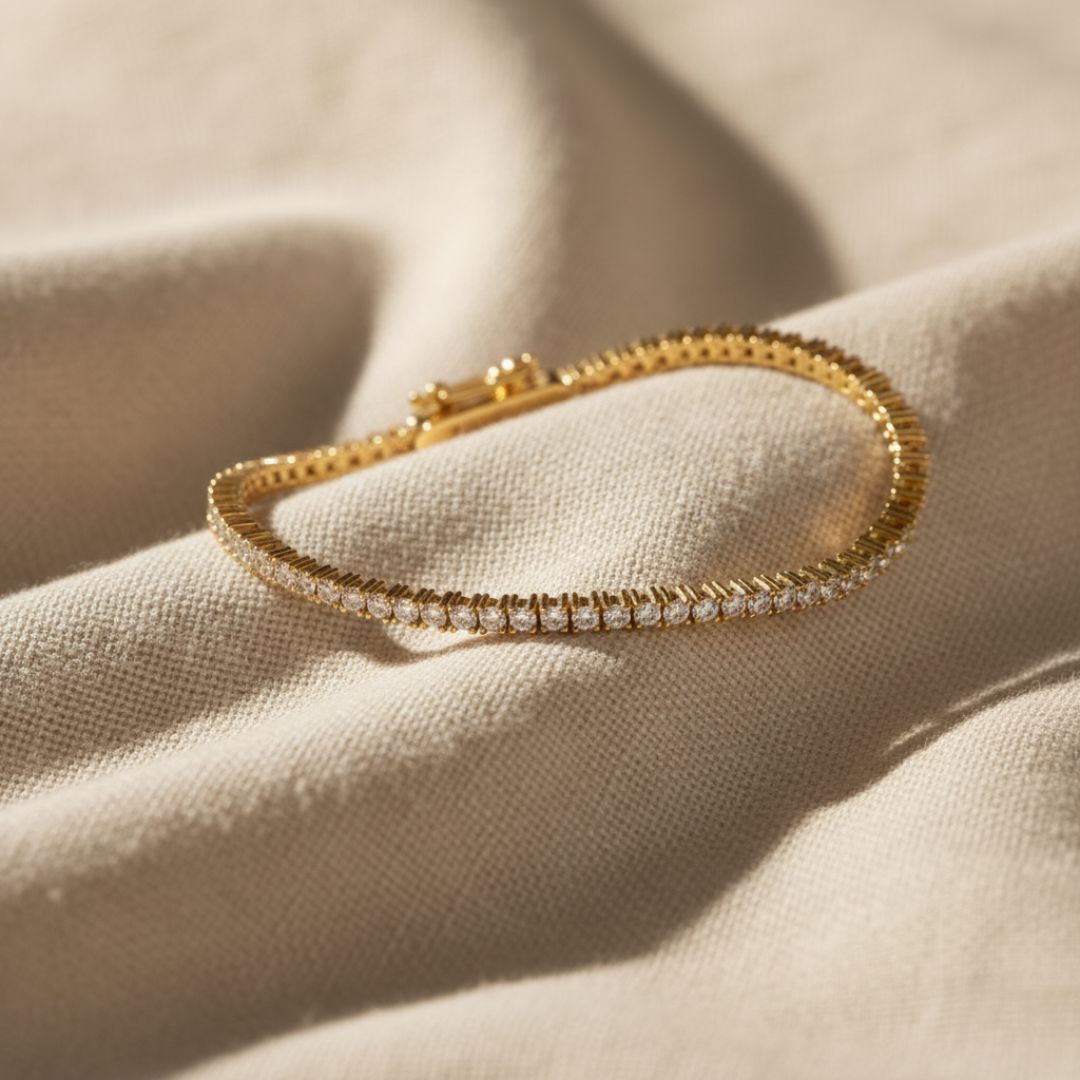 Elegant Tennis Bracelet with CZ Stones, Latch Clasp, Hypoallergenic