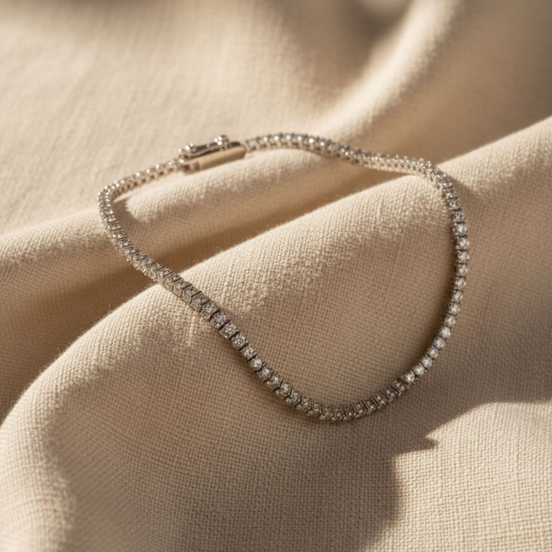 Elegant Tennis Bracelet with CZ Stones, Latch Clasp, Hypoallergenic