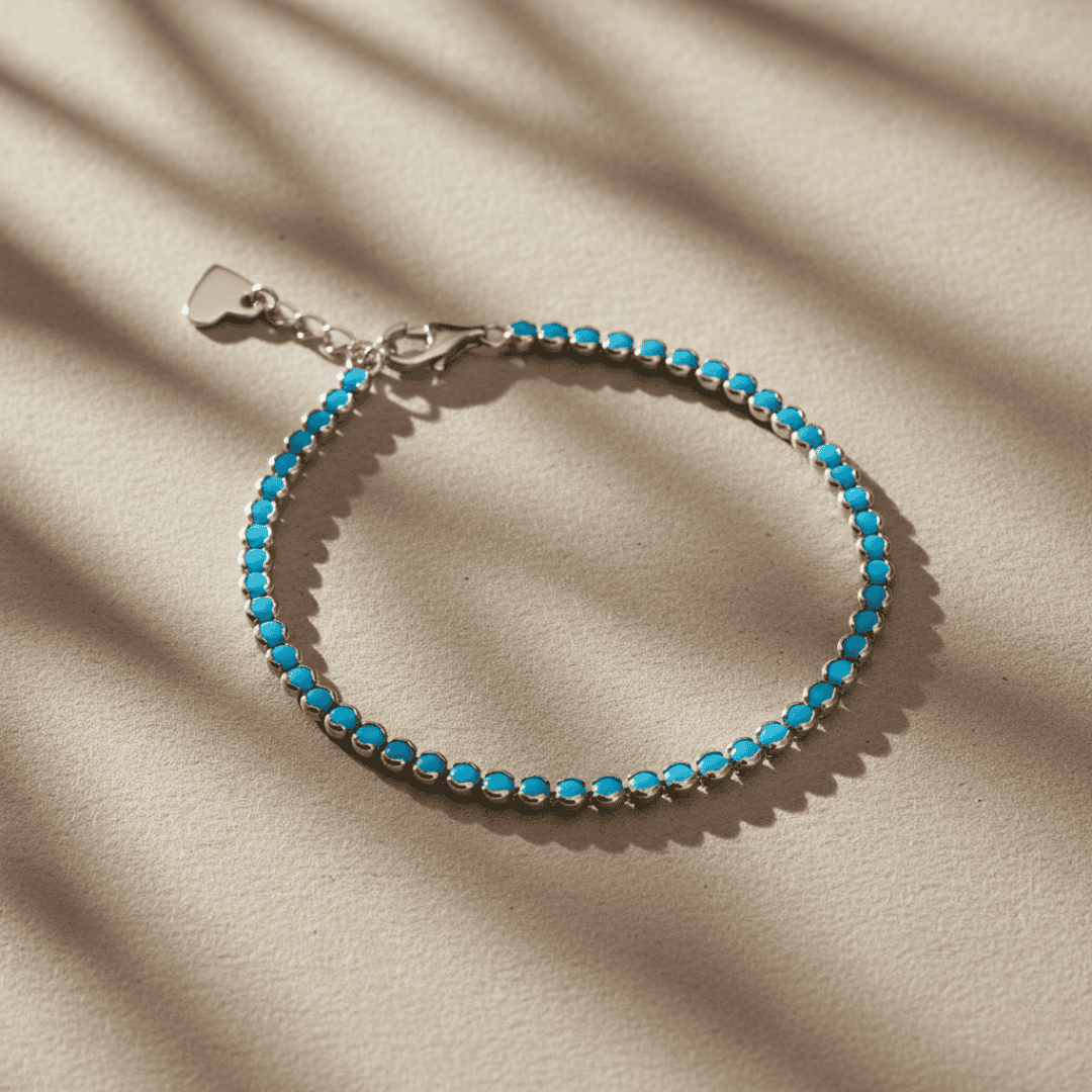 Elegante turquoise tennisarmband - verguld, hypoallergeen
