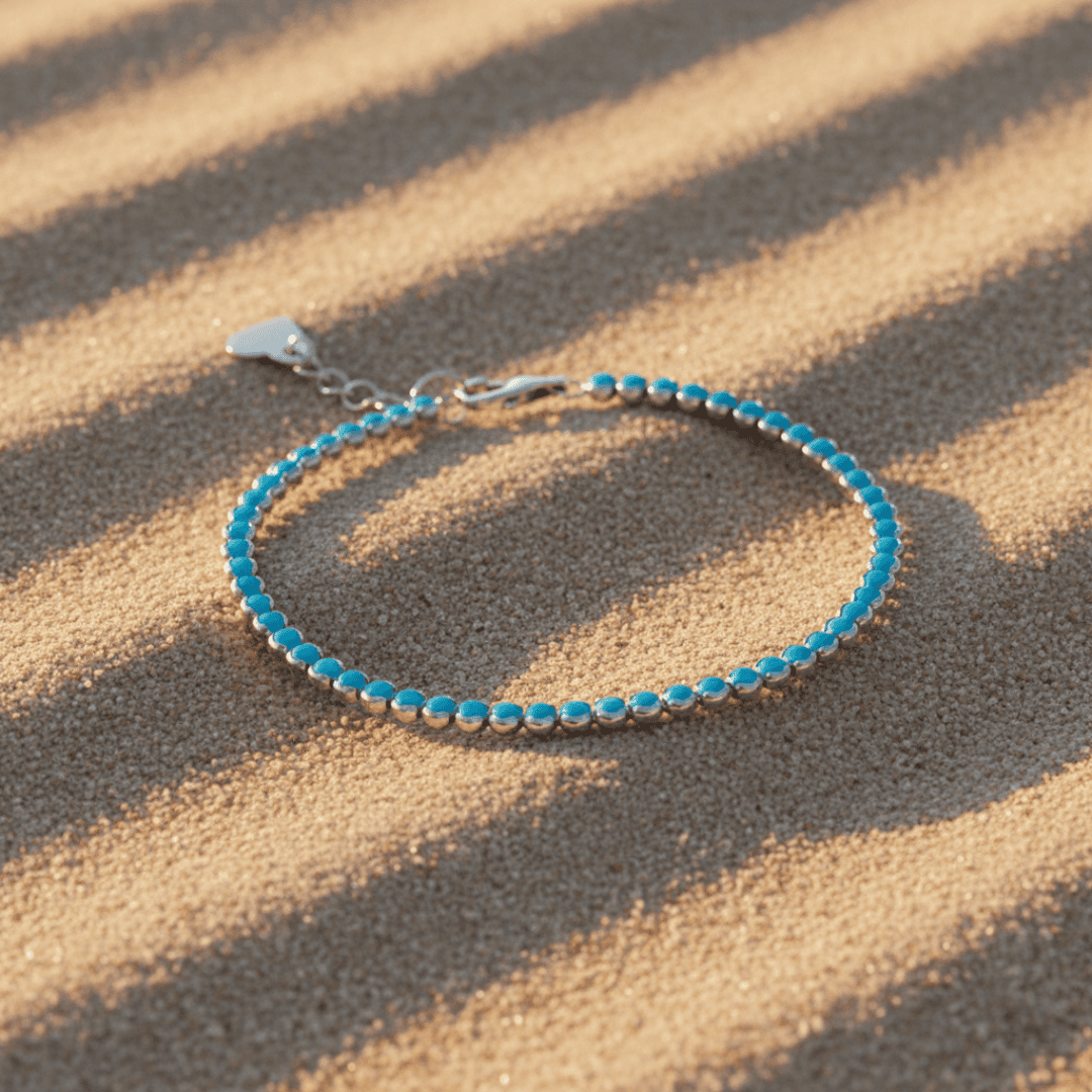 Elegante turquoise tennisarmband - verguld, hypoallergeen