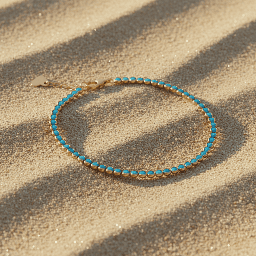 Elegante turquoise tennisarmband - verguld, hypoallergeen