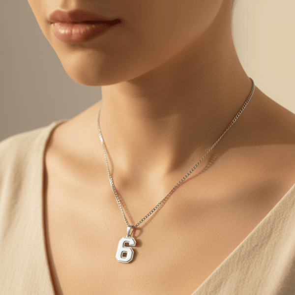 Elegant Varsity Number Pendant Necklace - Customizable Metal Options