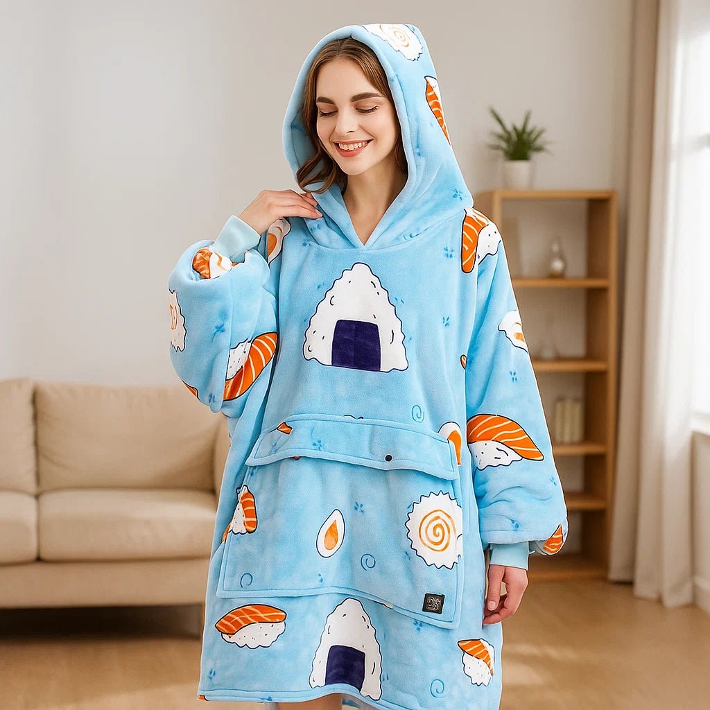 WarmHug - Manta Aquecida com Capuz Oversized com Tecnologia de Autoaquecimento USB