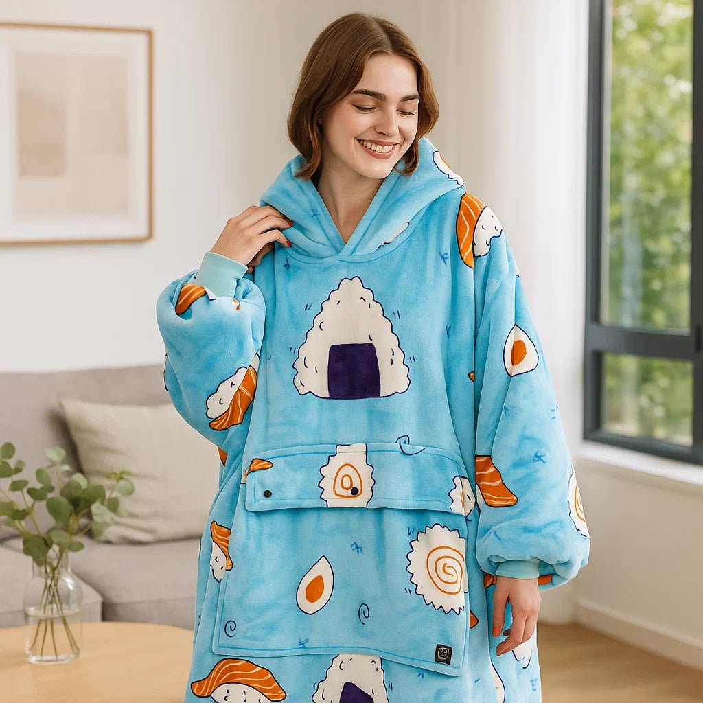 WarmHug - Manta Aquecida com Capuz Oversized com Tecnologia de Autoaquecimento USB