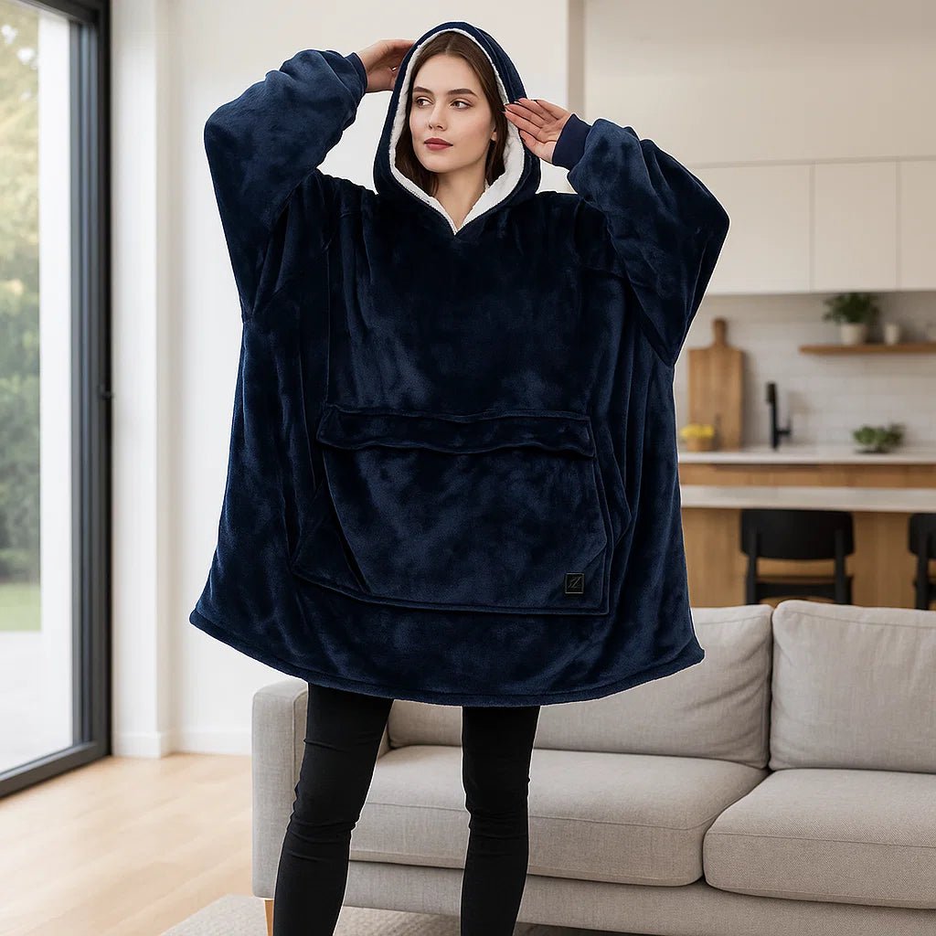 WarmHug - Manta Aquecida com Capuz Oversized com Tecnologia de Autoaquecimento USB