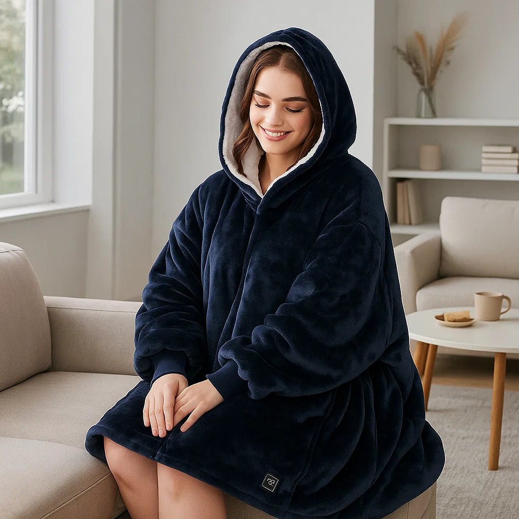 WarmHug - Manta Aquecida com Capuz Oversized com Tecnologia de Autoaquecimento USB