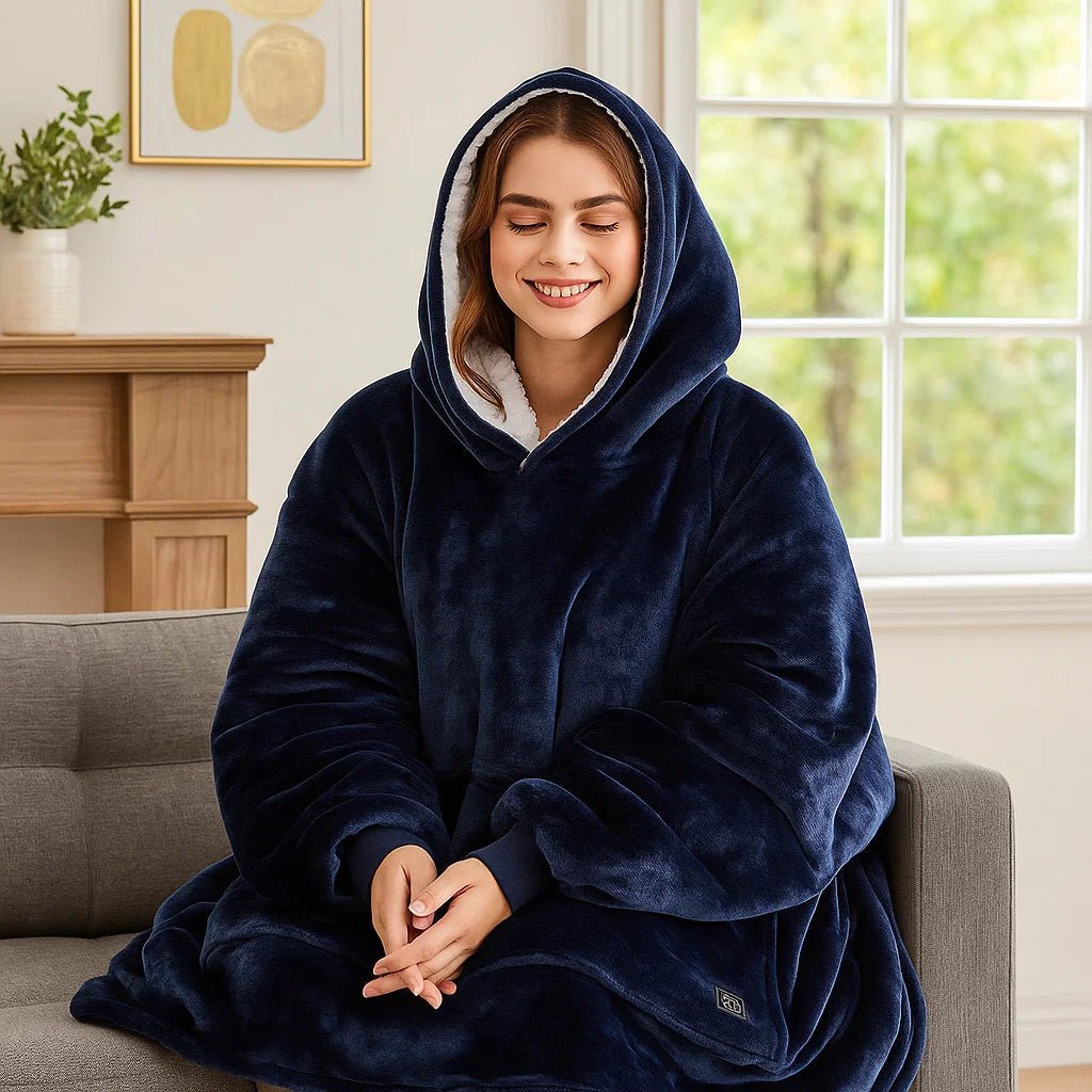 WarmHug - Manta Aquecida com Capuz Oversized com Tecnologia de Autoaquecimento USB