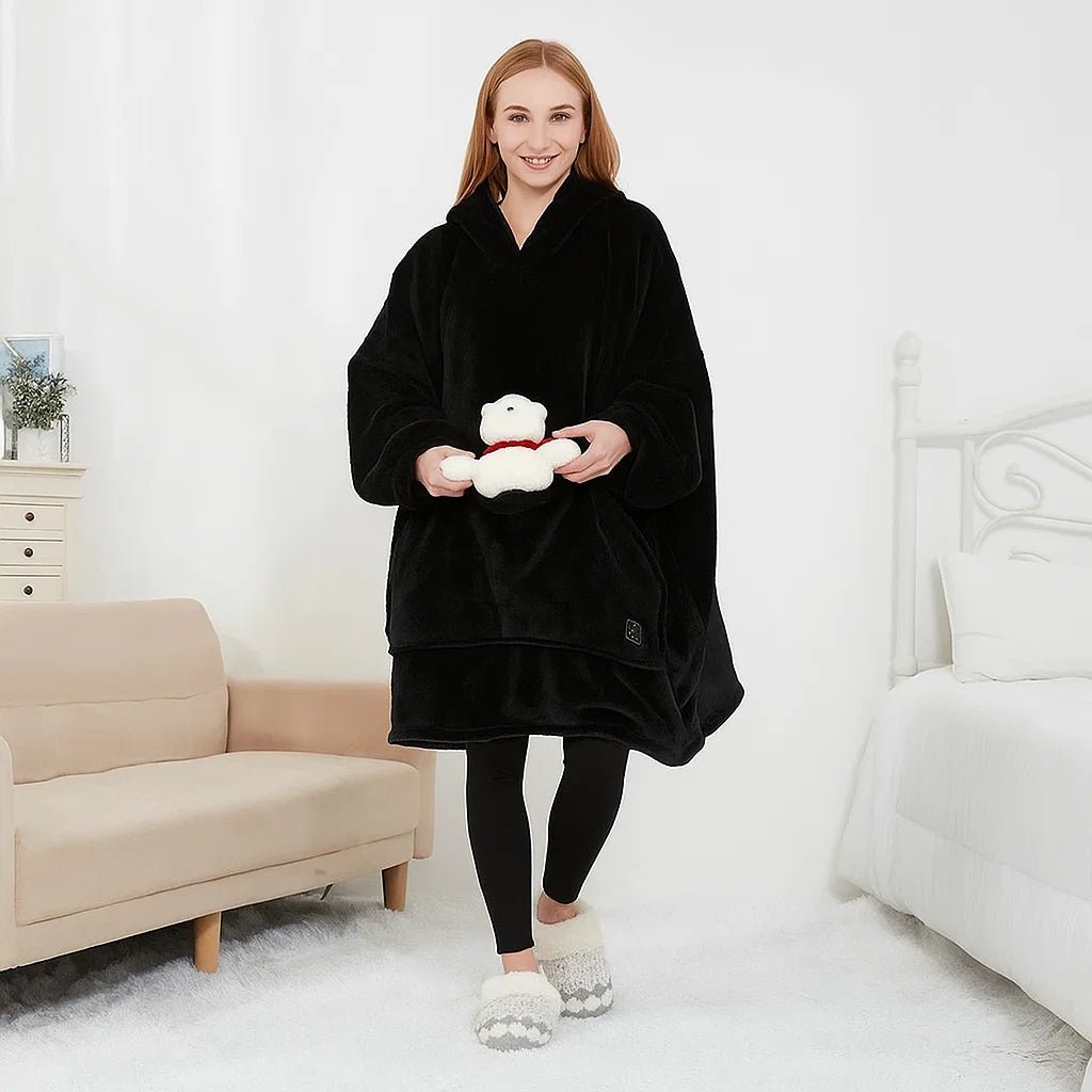 WarmHug - Manta Aquecida com Capuz Oversized com Tecnologia de Autoaquecimento USB