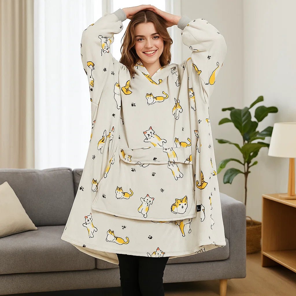 WarmHug - Manta Aquecida com Capuz Oversized com Tecnologia de Autoaquecimento USB